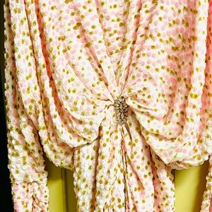 DODO BAROR PLUSH DOT CHIFFON DRESS